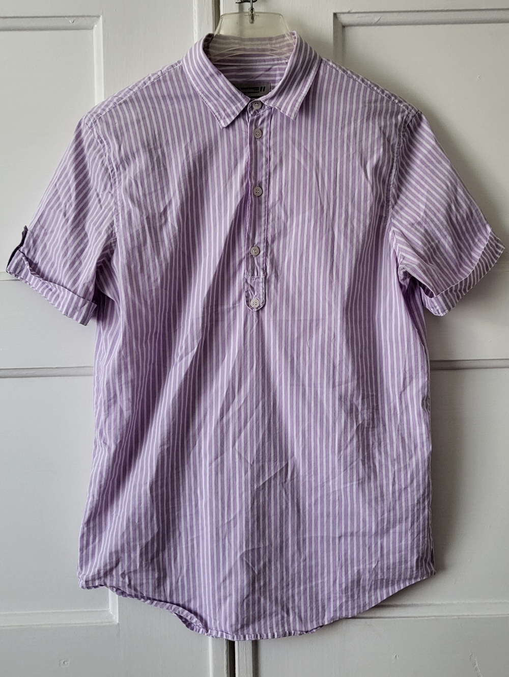 Homme Couture Danielle Alessadrini Lavender White Vertical Stripe Shirt Size 40